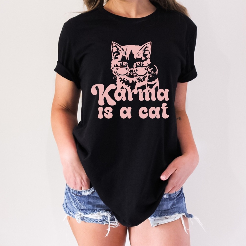 Karma Black Cat Graphic T-Shirt